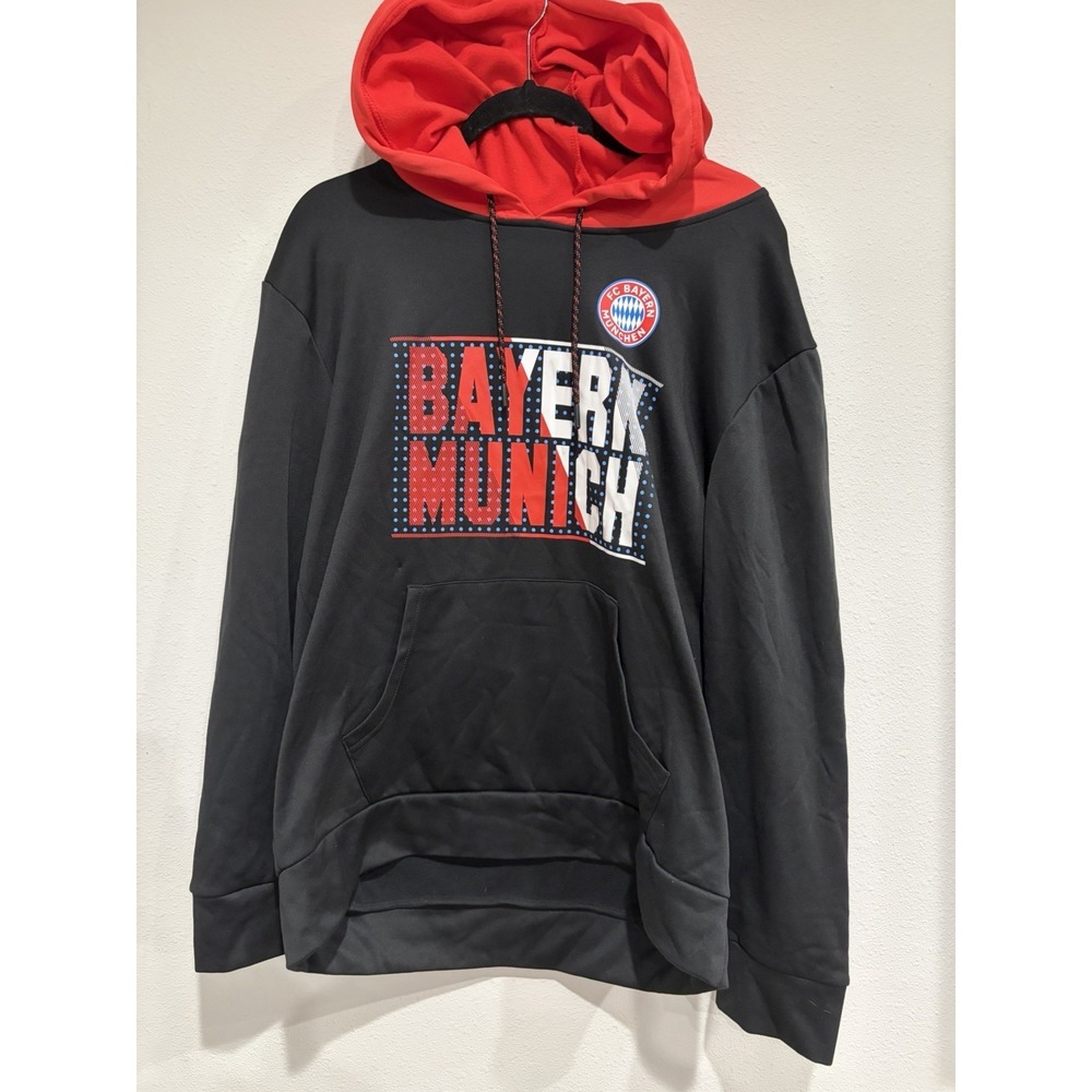 FC Bayern Munich Hoodie Men's L Black Soccer Pullover Sweatshirt